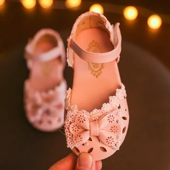 Dievčatá Sandále Pre Deti Letné Topánky Deti, Baby, Dievčatá Krásne Čipky Princezná Topánky S Lukom Dieťa Mäkké Dno Módne Sandále