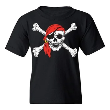 Skull & skríženými hnátmi Mládeže T-Shirt Pirátske Vlajky, Tričká Harajuku Zvláštnejšie Veci