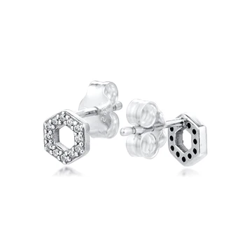 Skutočné 925 Sterling Silver Šumivé Honeycomb Hexagon Stud Náušnice pre Ženy, Svadobné Uchu krúžok Jemné Šperky Brincos Veľkoobchod
