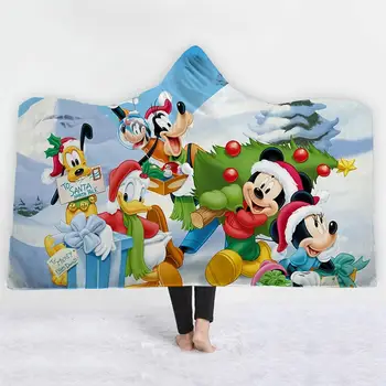 Disney Mickey Mouse s Kapucňou Deka Flanelové Plyšové Tenká Prikrývka Gauč/posteľ/lietadlom Cestovať posteľná bielizeň Hodiť Deka V Spp Teplé deti darčeky