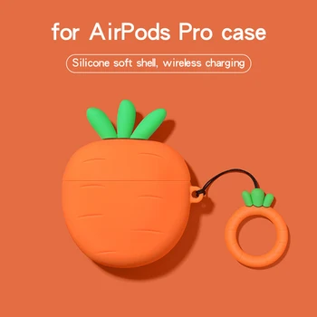 Roztomilý Mrkva Silikónové Bluetooth Bezdrôtové Slúchadlá Puzdro Pre Apple Airpods Mäkký Kryt Na Ochranu Airpods Pro Nabíjačku Box Funda