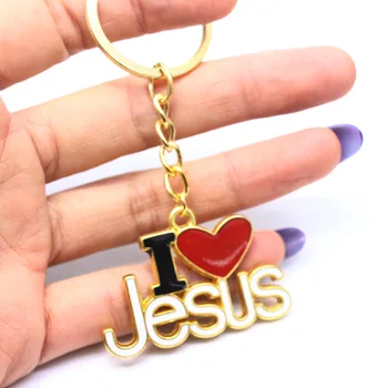 Náboženstvo Ježiša, Kríž Odkvapkávanie Oleja Tlačidlo Milujem Ježiša Krúžok Na Kľúče Key Auto Keychains, Kabeliek, Darčekových Príslušenstvo