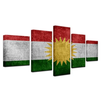 5 Modulárny Panel Vintage Kurdistan Banner Plagát Na Obývacia Izba Domova Wall Art Maľovanie Na Plátno, Olej Obraz Bez Rámu
