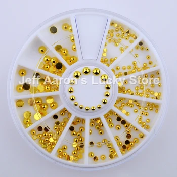 Kolo zlato kov 3d nail art, ozdoby klincami kolesa nechty príslušenstvo dodávky manikúra dizajn nástroje 2 mm 3 mm