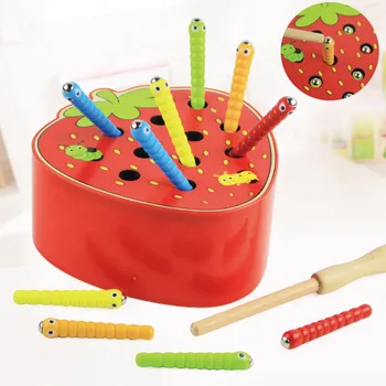 Dieťa Drevené 3D Montessori Hračky Caterpillar Deti Chytiť Červy Zodpovedajúce Puzzle Hry predškolské Vzdelávanie Interaktívna Matematika Hračka