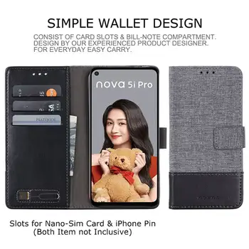 Denim Zmiešané Farby Kože Flip puzdro Pre Huawei Nova 5 5i Pro Telefón puzdro Na Huawei Nova 5i Pro Peňaženky Kryt Capa
