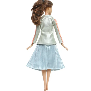Módna Bábika Kožené Hornej Striebornej Sukne Bežné Nosenie Kostým Krásne Šaty, Šaty pre Bábiku Barbie Deti Dieťaťa Dievča Príslušenstvo