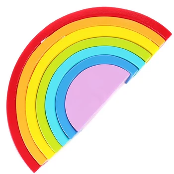 Farebné Dúhy Drevené Stavebné prvky Montessori Vzdelávacích Blok Hračky pre Deti detský Montáž Kruhu Hry Nastaviť Dary