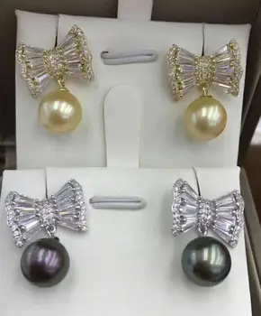 Doprava zadarmo Veľkoobchodné ceny Nové Nádherné krásne Prírodné sladkovodné perly motýlik náušnice 925 silver