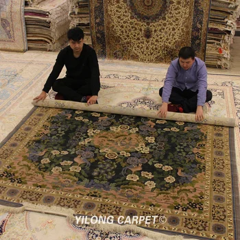 YILONG 8'x8' Ručné hodváb perzský koberec námestie jedinečný dizajn poschodí orientálne koberce (YXR098AB)