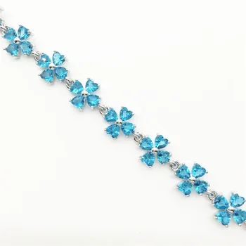 Očarujúce deep sea-modré crystal Kvet dizajn AAA Zirkón náramky Bieleho Zlata farba Zdravie Módne šperky doprava Zadarmo
