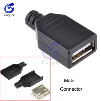 10pcs USB 2.0 Type A Male Female USB 4 Pin Konektor Zásuvka Konektor S Čiernym Plastovým Krytom Typ-DIY Sady