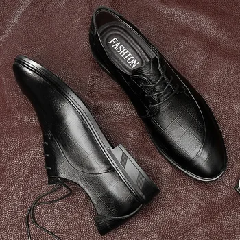 Muži topánky pravej kože business šaty, Štýlový džentlmenskej čipky priedušná pohodlné taliansky oxford formálne obuv muži