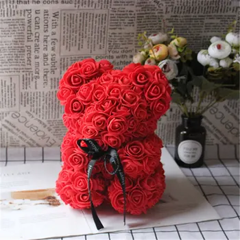 25 cm Červená Ruža macko Ruže, Kvety, Umelé Dekorácie HOT Valentines Day Darčeky, Vianočné Darčeky Ženy Valentines Dary