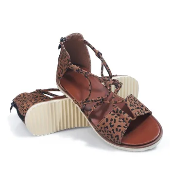 Ženy Sandále, Topánky 2021 Nové Leopard Tlač Kríž Zips Otvorené Prsty Na Nohách Sandále, Žabky Bytov Topánky Letné Beach Ležérne Topánky