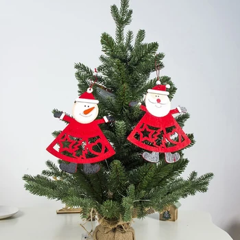 2 KS Drevené Prívesky, Ozdoby na Vianočný Strom Ornament DIY Dreva Remesiel Deti Darček
