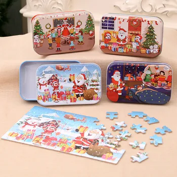 Vianočné Drevené Puzzle DIY Malé Darčeky Deťom Ručne Vyrobené Santa Puzzle Skladačka Nový Rok Dovolenku Strany darček Pre Deti