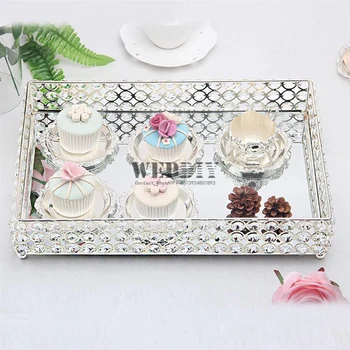 Krištáľové zrkadlo ovocie zásobník svadobné dezert stôl dekorácie striebornú dosku dekorácie piecť tortu nastaviť doska