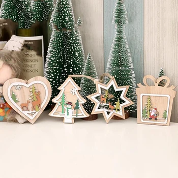 MagiDeal 1 Kus Ročník Vianočný Dekor Drevené Závesné Tabule Zábavnom Dizajn Vianočný Strom Ornament Domova zábavnom dizajn