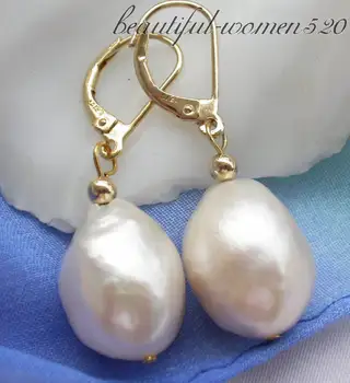 Z3444 11-16 mm biela barokový biela FW pearl visieť náušnice