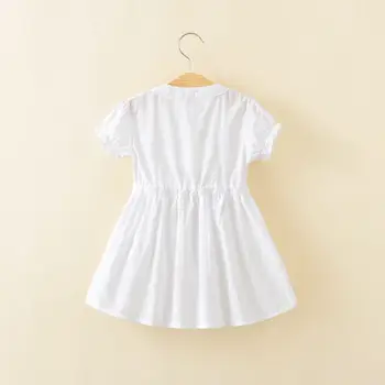 Dievča Biela tlačidlá šaty 2020 Nové Jar leto nové dieťa detí deti bežné šitie šiat