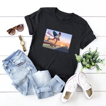 Ženy Tričko Harajuku Pláži Surfovanie Tlač Letné T-shirt Streetwear Dovolenku Veľké Veľkosti S-5XL Bavlna Topy Cartoon Basic Tee Tričko