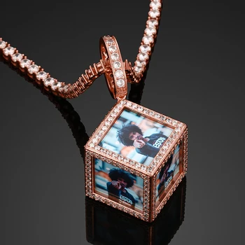 Osobnosti Dizajn Cube Zákazku Obrázky Medailónky Náhrdelník Prívesok Pre Ženy, Mužov Hip Hop Šperky Vlastný 6 Fotografií Prívesok