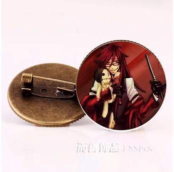 Anime Čiernom Butler Brošne Bronzový Odznak Kuroshitsuji Ciel Phantomhive Sebastian Grell Madame Červená Cosplay Darček
