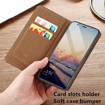 Luxusné Originálne Kožené Ultra Thin Card Prípade Pre Motorola Moto G9 Plus/Moto G9 Play/Moto G9/Moto E7 Plus Flip Telefónu Prípade