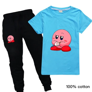 Roztomilý Kirby Halloween Oblečenie pre Dievčatá Oblečenie Sady Udržať sa Fit Fitness Bavlna Krátke Rukávy Batoľa Kostýmy Deti Detská Tepláková súprava
