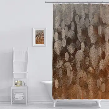 Sprchový Záves Abstraktné Sklo Vzor Art Print Polyester Textílie Kúpeľňa Decor Súpravy s Háčikmi 72 x 84 Cm, Hnedá