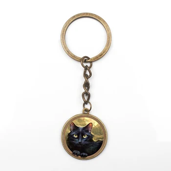 Módne Retro Osobnosti Mesiac Black Cat Keychain Mužov a Žien Temperament Keychain Kvality Auto Kúzlo Taška Prívesok Keychain Darček