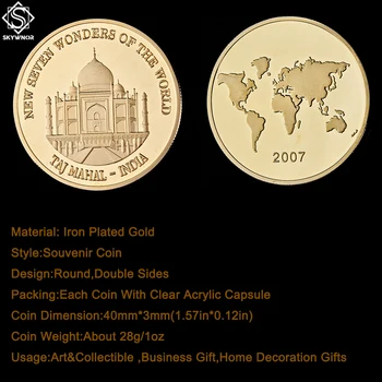 Nových Sedem Divov Sveta India Taj Mahal Pozlátené Cestovanie so suvenírmi Mince