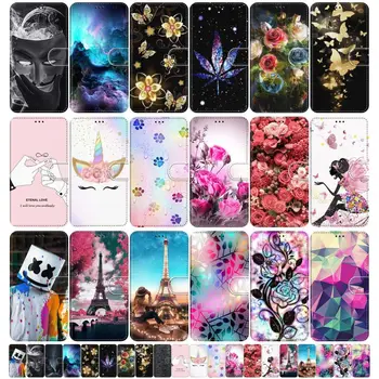 Roztomilý Maľované Flip Telefónu Tašky Pre Prípad Huawei Honor 9 9X Pro 20 20 Lite Česť V20 V9 Hrať Ruže Kvetinový Veža Dievča Flip Capa O08F