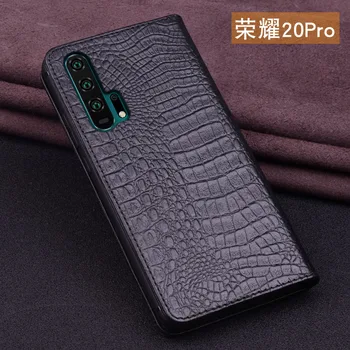 Full-zrna pravej kože magnetické flip cover obal pre Huawei Honor 20 Pro/Huawei Honor 20 telefónnych prípade stojí kožený kryt