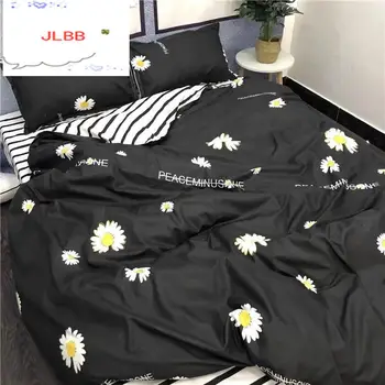 2020 Black posteľná bielizeň nastaviť Čistej bavlny A/B obojstranný vzor Jednoduchosť Posteľ list, deka kryt obliečka na vankúš 4pcs