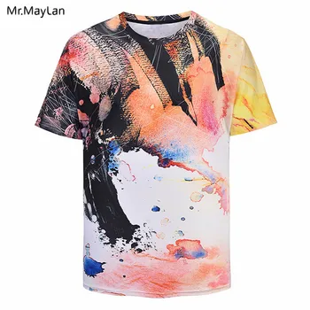Harajuku štýl móda 3D tlač farebné graffiti T-shirt trend punk v štýle unisex Tričko hip hop voľné ležérne pánske topy
