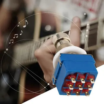 9-pin 3PDT Gitarové Efekty Pedál Stomp Box Nohy Kovové Prepínač True Bypass Praktický Kovový Prepínač Gitarové Príslušenstvo Blue & Strieborné