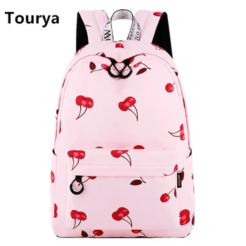 Tourya Ženy Cherry Batoh Polyester Školské Tašky Pre Dospievajúce Dievčatá Veľkú Kapacitu Cestovný Batoh Notebook Bagpack Mochila 2018