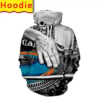 Dj hudobné mikina s kapucňou, 3d tlač mužov harajuku pulóver bunda graphic tee tričko streetwear šortky hip hop oblečenie, deku