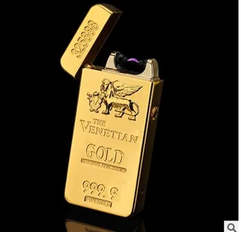 Vysoká Kvalita Gold Bar Impulzný OBLÚK Vetru Elektronické Rechargable USB Flameless ľahšie