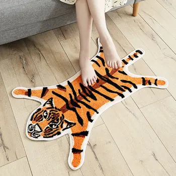 Kreatívne Tiger Tvarované Koberec Krava Leoparda, Tigra Vytlačené Polyester Non-Slip protišmykových Mat Zviera Tlače Koberec 54.5x82CM