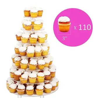Horúce nakupovanie voľný predaj 7 tier akryl svadobnú tortu stojan jasné kolo cupcake stojan plexisklo tortu displej rack dekorácie