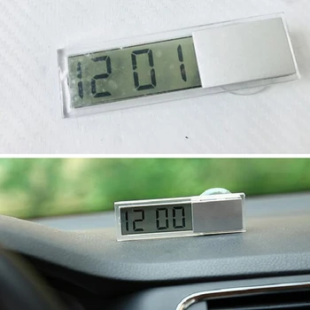 LCD Displej Mini Elektronické Okná Hodiny s Prísavkou Auto Sledujte Auto Interiéru Vozidla Ornament Príslušenstvo