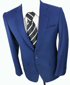 Módne Pánske Obleky 2 Kus( Kabát+Nohavice) S Drážkou Klope Kostým Homme Business Formálne Svadobný Oblek