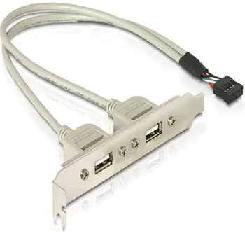 Nové Doske 2 Port USB 2.0-9 Pin Hlavičky Držiak Predlžovací Kábel Adaptéra pre Počítač Zadnom Paneli, Stredová 9Pin Predĺžiť Kábel
