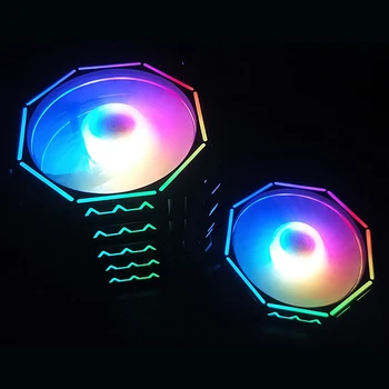 COOLMOON RGB Šasi, Ventilátor, 12cm Tichý Polygonálnym Svetlo vo Vnútri a Mimo+Hudba Radič Počítač Chladiaci Ventilátor Ventilátor CPU (5 Ks)