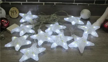 Slávnostné dovolenku dekorácie osvetlenie akryl päť-špicaté hviezdy dekoratívne string svetlá 10 biela LED svietiace päť-špicaté