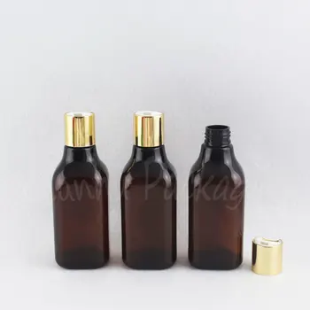200 ML Hnedé Plastové Fľaše So zlatým Spp , 200CC Prázdne Kozmetické Kontajner , Mlieko / Šampón Čiastkové plnenie do fliaš ( 30 PC/Lot )