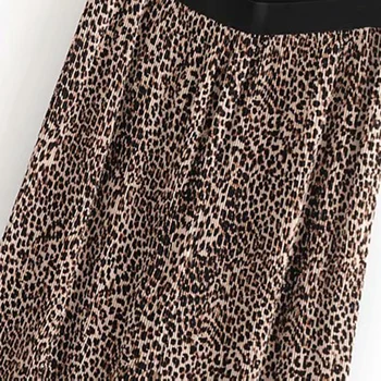 Bella Filozofia 2018 Vintage Leopard Tlač Skladaný Ostrihané Širokú Nohu, Nohavice Elastický Pás Lady Teľa Nohavice Pantalones Mujer